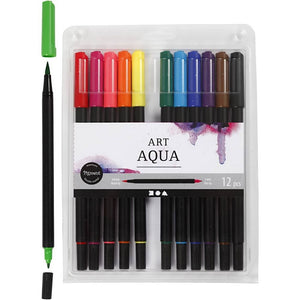 Watercolor marker, standard colours, line 2+4-8 mm