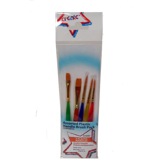 CREATE 5 PLASTIC HANDLE BRUSH SET