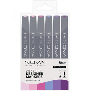Nova Designer Markers Purples/Pinks 6 Pack