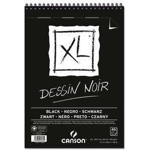 CANSON XL BLACK SPIRAL DRAWING PAD A3 90GSM