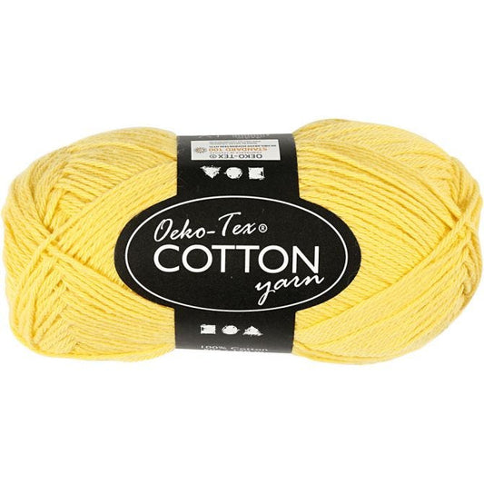Cotton Yarn, yellow, no. 8/4, L: 170 m, 50 g