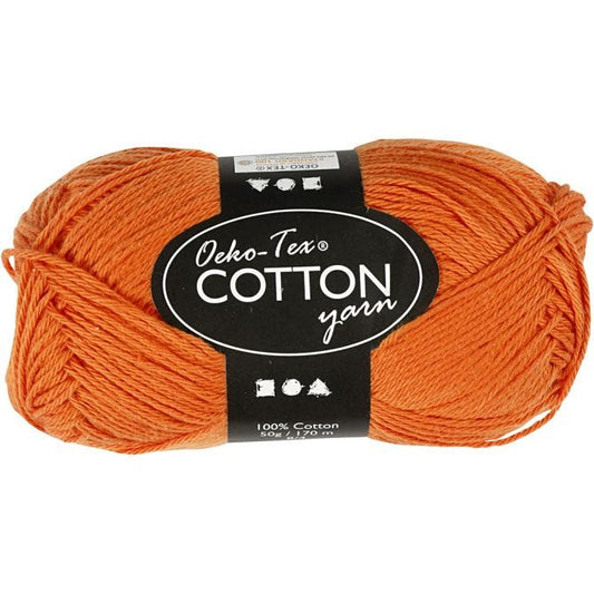 Cotton Yarn, orange, no. 8/4, L: 170 m, 50 g/ 1 ba