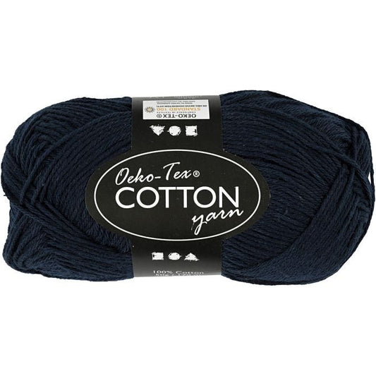 Cotton Yarn, dark blue, no. 8/4, L: 170 m, 50 g