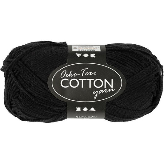 Cotton Yarn, black, no. 8/4, L: 170 m, 50 g/ 1 bal