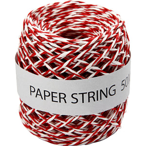 Paper String, red/white, thickness 1 mm, 50 m/ 1 r