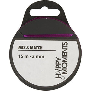 Satin Ribbon, W: 3 mm, Dark Purple, 15 M, 1 Roll