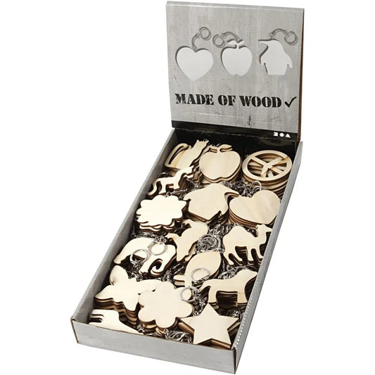 Wooden Shaped Keyring (Assortment) 