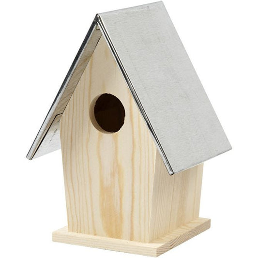 Bird Box with Zinc Roof Size 13.5x11x19cm Hole Size 32mm