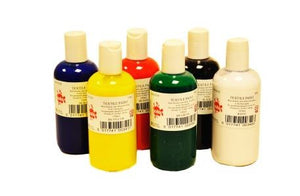 Fabric paint  6 x 100mil.Yell.gr.bl.wh.red.blk