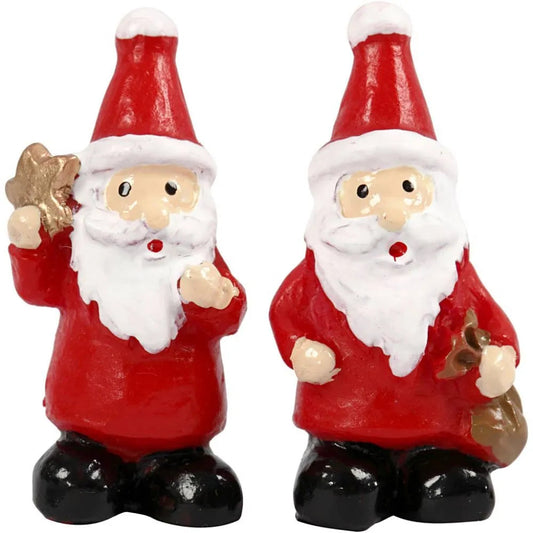 Miniature Santa Resin Figurines (2 Pack)