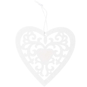 Wooden Tag Heart Orn. L, White1 Pc