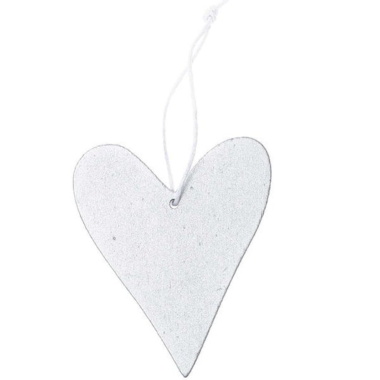 WOODEN TAG HEART, SILVER 1 PC