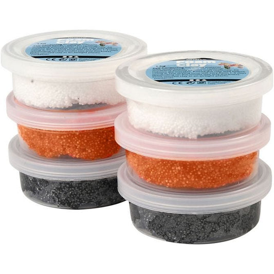 Foam Clay®, 6x14 g, white, orange, black