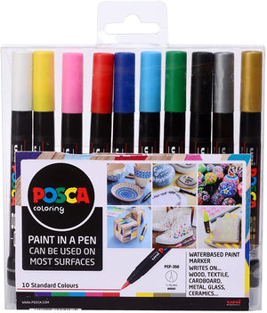 Posca PCF-350 Brush 10 Piece Paint Marker Set