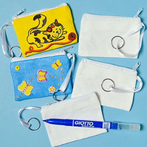 Fabric Purse Keyrings (Pack of 6)