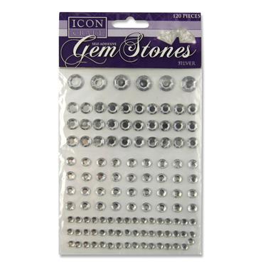 Pkt.120 Self Adhesive Gem Stones - Silver