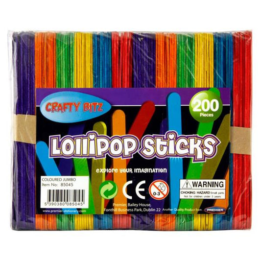 Jumbo Lollipop Sticks 200- Coloured