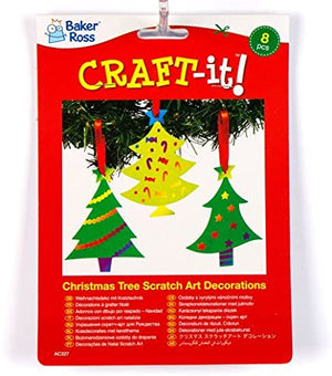 Christmas Tree Scratch Art Decorations (Pack of 8)