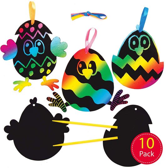 Easter Chick Scratch Art Decorations (10)