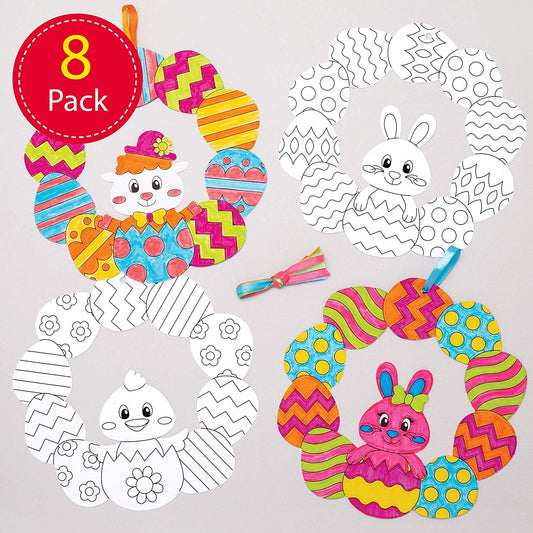 Easter Colour-in Wreaths (Pack of 8)