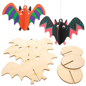 Wooden 3D Bat Decorations (Pack of 6)