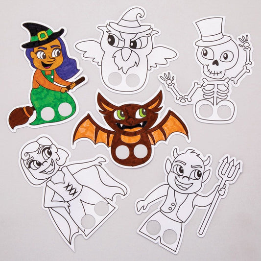 Halloween Colour-in Finger Puppets (Pack of 24)