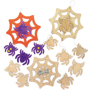 Spider Web Wooden Decoration Kits (Pack of 3)