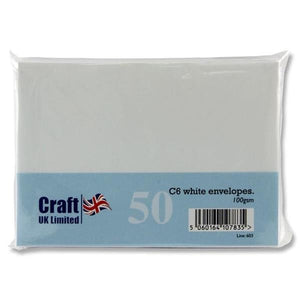 Craft Pkt.50 C6 100gsm Envelopes - White