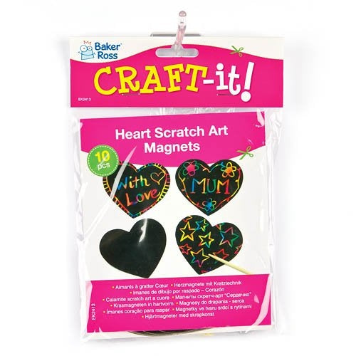 Heart Scratch Art Magnets (Pack of 10)