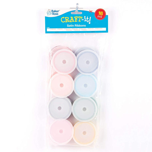 Coloured Satin Ribbon Value Pack (Pack of 16 reels