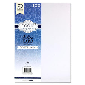 ICON PK.100 A4 CARD LINEN WHITE 300GM