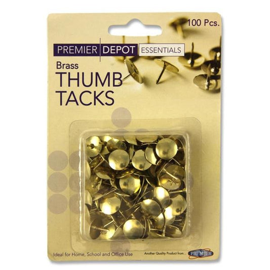 Brass Thumb Tacks Card Of 100