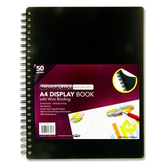 A4 50 Pocket Wiro Display Book - Black