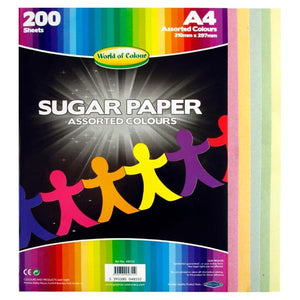 WOC SUGAR PAPER A4 200 SHTS COL.