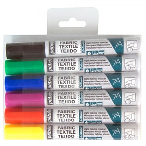 7A L Fabric Marker 1mm Pk.6 Asst