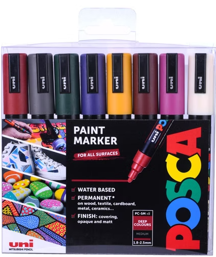 Posca PC-5M Wallet Of 8 Deep Assorted Colours