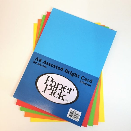 A4 Assorted Bold Colour Card 50 Sheets