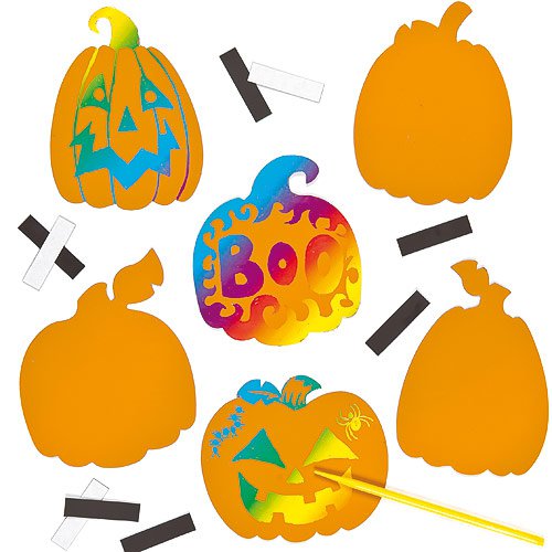 Pumpkin Scratch Art Magnets (Pack of 12)