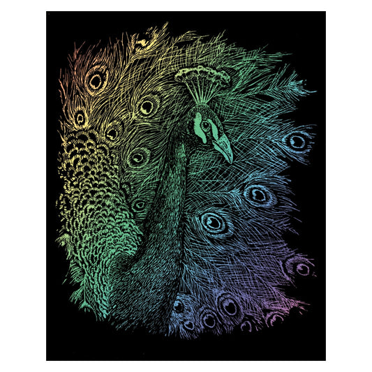 Rainbow Engraving Art Peacock