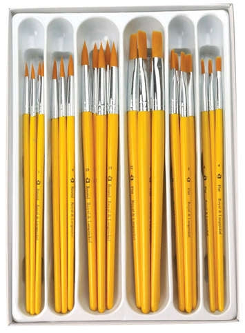 Round & Flat Golden Taklon 30 Brush Classroom Set