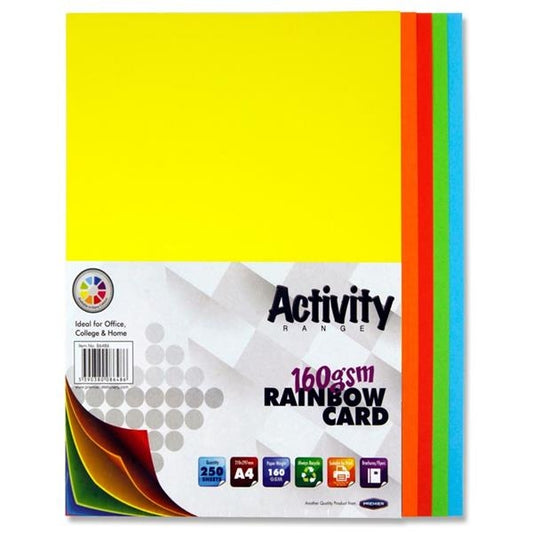 A4 CARD PK.250-RAINBOW