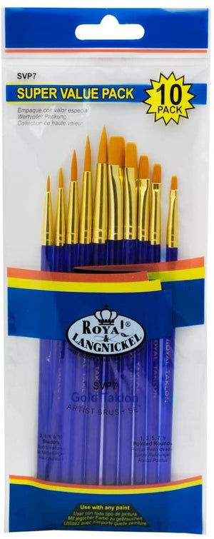 Gold Taklon Artist 10 Paint Brush Set