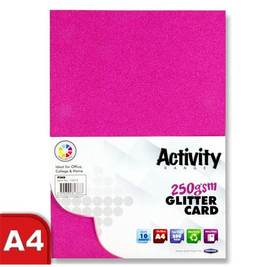 A4 Glitter Card Pink 10 Sheets