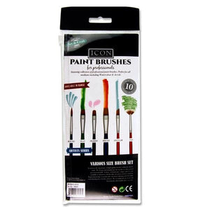 Icon 10pce Brush Set - Golden Taklon Beveled Edge