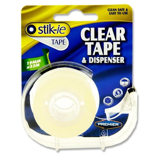 STIK-IE TAPE W/DISPENSER 19MM X 33M