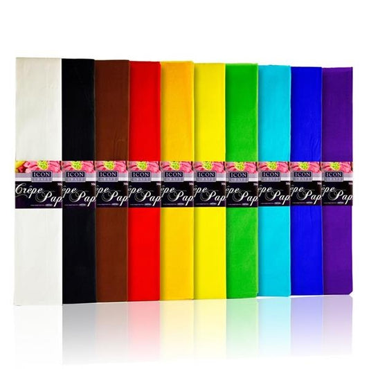 Icon 10 Pack Assorted Crepe Paper 50cm x 2m
