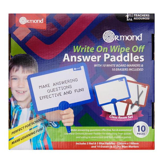 Ormond Pkt 10 Write On Wipe Off Answer Paddles 