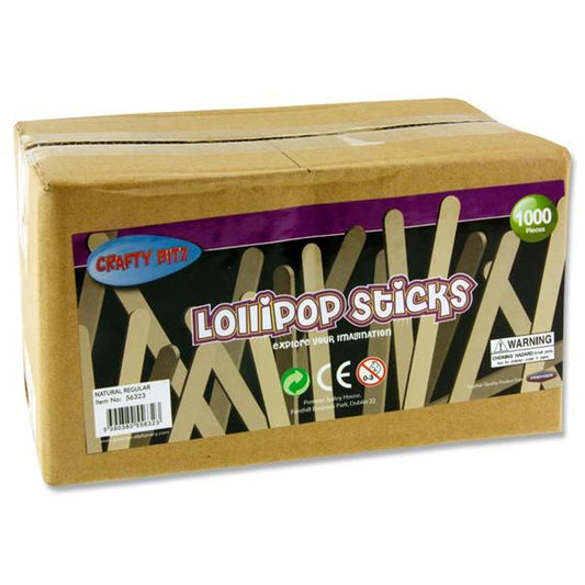 Box 1000 Lollipop Sticks - Natural