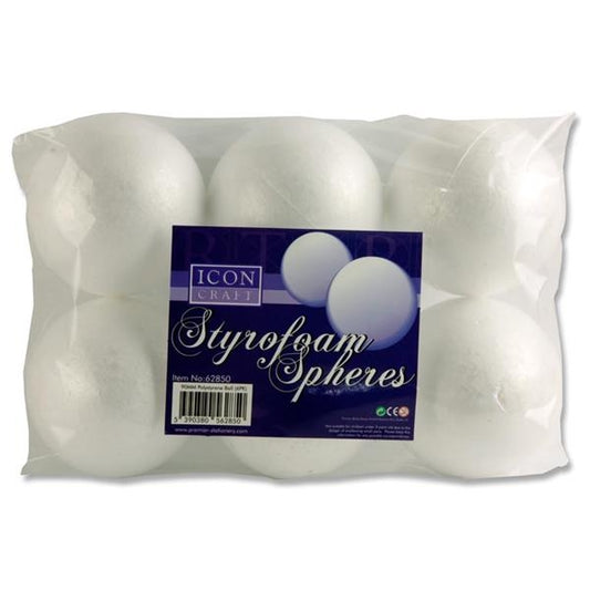 Pkt.6 Styrofoam Spheres - 90Mm