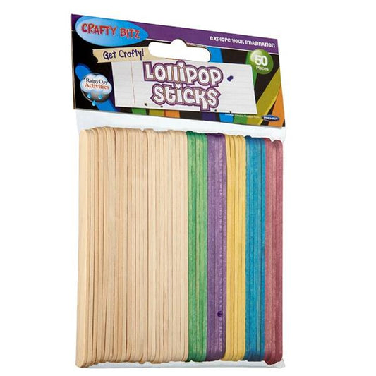 Pkt.50 Col Wooden Lollipop Sticks